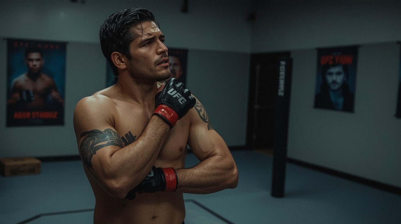 UFC lightweight fighter Alex Ramirez with shoulder injury during training, threatening main event against champion Marcus Delgado at T-Mobile Arena Las Vegas on December 20 2025